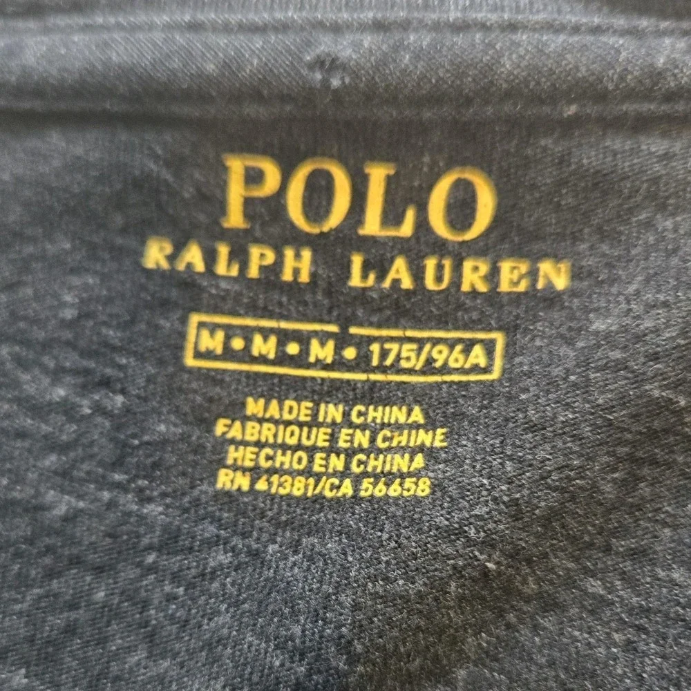 Polo Ralph Lauren Long Sleeve T Shirt Mens Medium Pony Dark Grey Cotton Crewneck